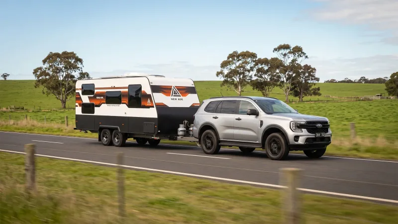 Caravan weights diagram: Tare + payload = ATM, with the ball-weight load onto the tow bar.